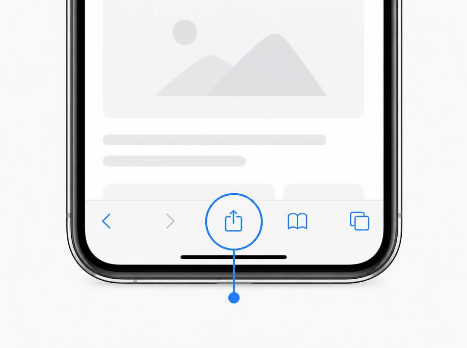 Safari toolbar with the Share button highlighted
